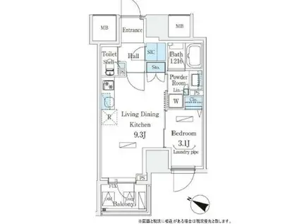 URBAN BREEZE 恵比寿(1LDK/12階)の間取り写真