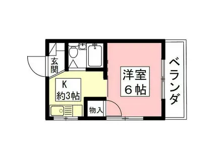 コーポ清水(1K/2階)の間取り写真