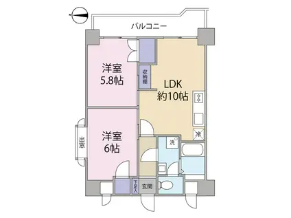 キャッスルマンション両国B号館(2LDK/4階)の間取り写真
