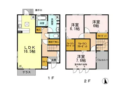 プレミア(3LDK/1階)の間取り写真