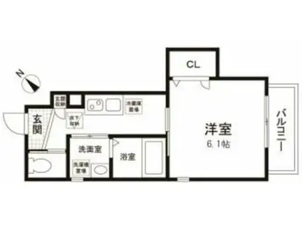 エスポワール(1K/1階)の間取り写真