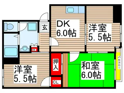 コーポルミエール(3DK/2階)の間取り写真