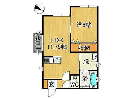 ベルクレール高田(1LDK/2階)の間取り写真