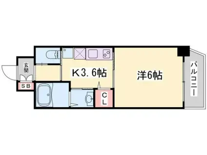 ワールドアイ神戸湊町(1K/8階)の間取り写真