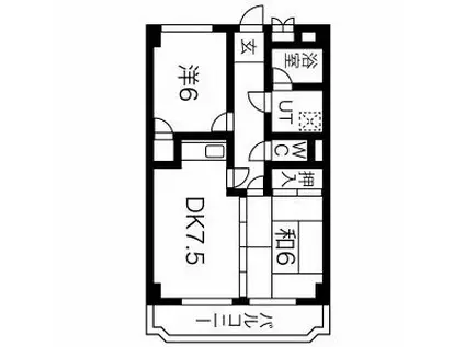 福田マンション(2DK/4階)の間取り写真