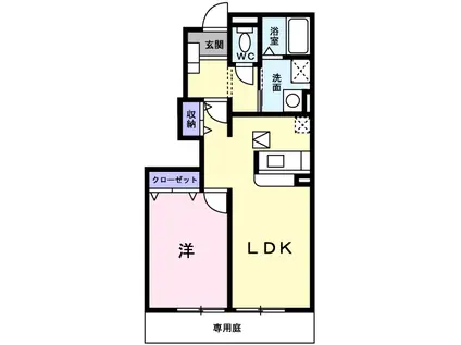 グリ一ンコ一トC棟(1LDK/1階)の間取り写真