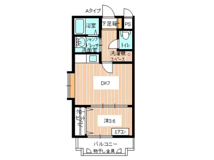 エクセレージュ貴船(1DK/3階)の間取り写真