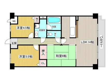 ロイヤルシャトー門戸(3LDK/2階)の間取り写真