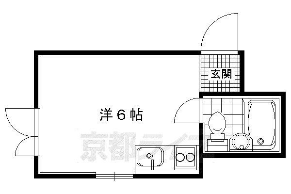 セゾン衣笠(ワンルーム/2階)の間取り写真