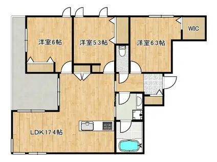 登戸ヘーベルメゾン西棟(3LDK/4階)の間取り写真