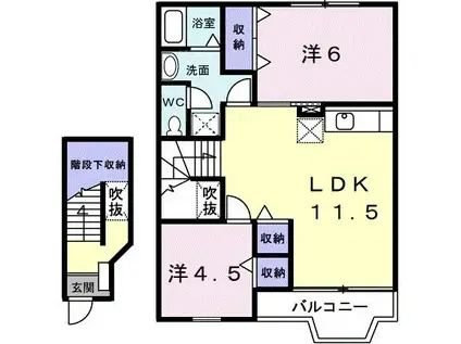 フォレストツルマキ(2LDK/2階)の間取り写真