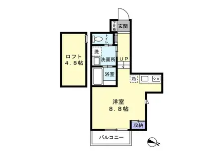 フィユメゾン学南町(ワンルーム/2階)の間取り写真