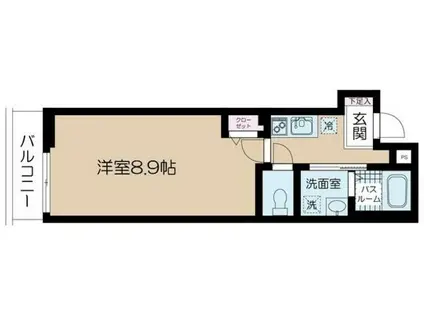 フェリーチェ百合ヶ丘A(1K/2階)の間取り写真