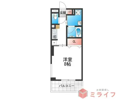 CITY SPIRE美章園(1K/4階)の間取り写真