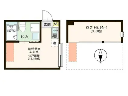 ルシエル北小岩(ワンルーム/1階)の間取り写真