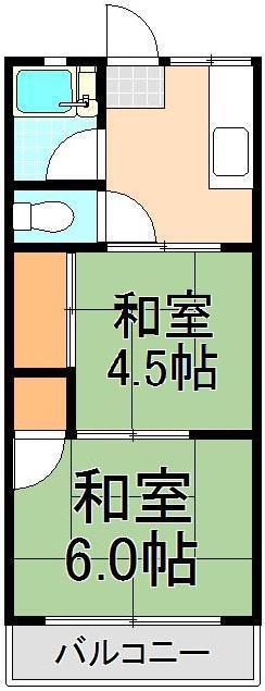 コーポジュン(2K/4階)の間取り写真
