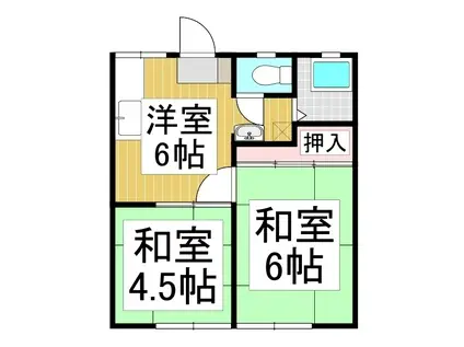 パナハイツ船山 B棟(2DK/1階)の間取り写真