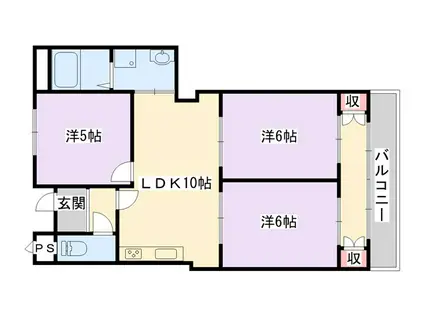 セントネージュ香里(3LDK/3階)の間取り写真
