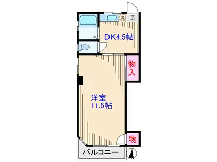 渡部ハイツ(1DK/3階)の間取り写真