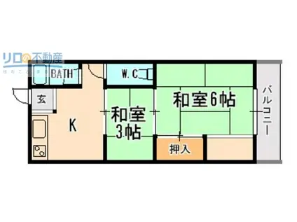 CASA DE 山本台(2DK/1階)の間取り写真