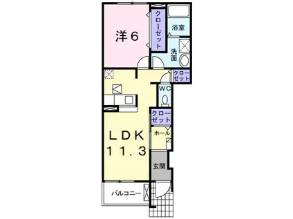 ヴィラオーシャン(1LDK/1階)の間取り写真