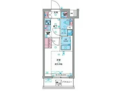 ジェノヴィア天王台(1K/1階)の間取り写真