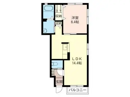 ナチュール白銀(1LDK/1階)の間取り写真