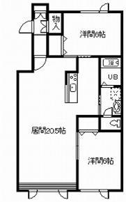ブライトン(2LDK/1階)の間取り写真