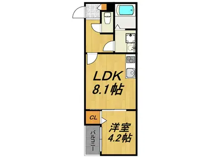 LECOCON北名古屋(1LDK/1階)の間取り写真