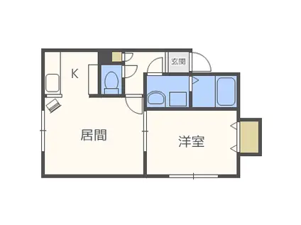 ツインパティオII(1LDK/2階)の間取り写真