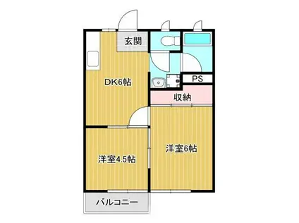 パナハイツナガイI(2DK/1階)の間取り写真