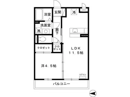 ビアンコ光が丘(1LDK/1階)の間取り写真