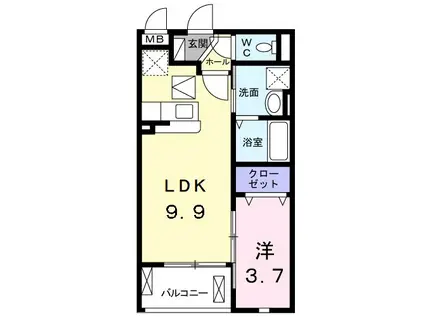 ローレルパーク(1LDK/1階)の間取り写真