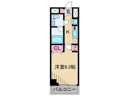 レアライズ武蔵小杉(1K/5階)の間取り写真