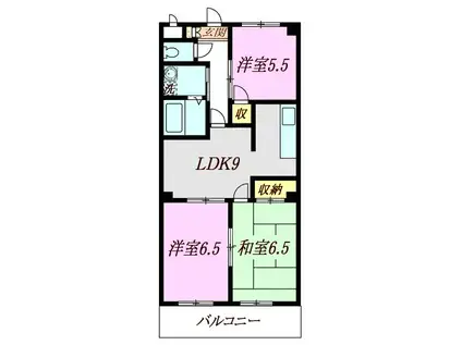 タイワード朝志(3LDK/3階)の間取り写真