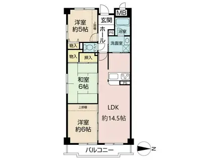 ロイヤルメゾン羽衣(3LDK/6階)の間取り写真