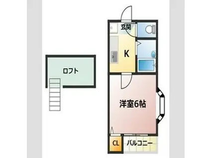 プランドール瓢箪山(1K/2階)の間取り写真