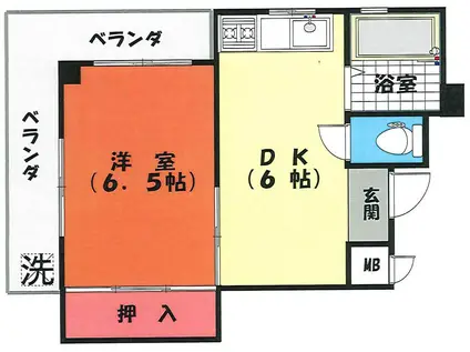 北野ビル(1DK/4階)の間取り写真