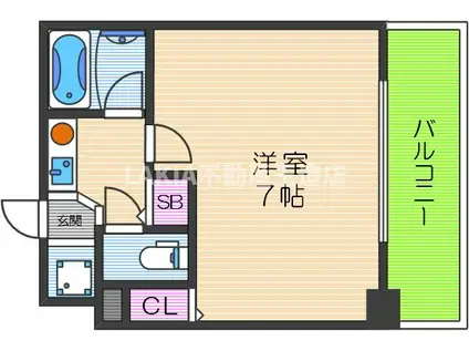 エスリード夕陽丘第2(1K/6階)の間取り写真