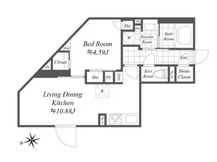 REVE RESIDENCE白金台 レーヴ レジデンスシロカネダイ(1LDK/1階)の間取り写真