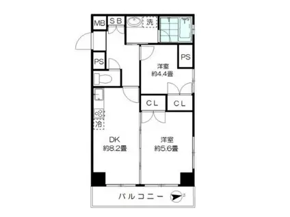 レジデンス上野(2DK/10階)の間取り写真