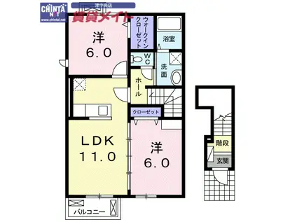 サニーレジデンス A(2LDK/2階)の間取り写真