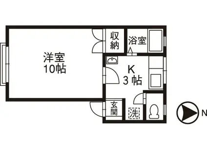マーセルカルネA棟(1K/2階)の間取り写真