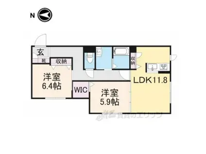 ソレイユ ヴィラ(2LDK/1階)の間取り写真