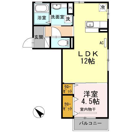ソレイユ・ガーデン(1LDK/2階)の間取り写真