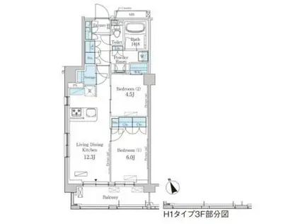 パークアクシス駒込HILLTOP(2LDK/2階)の間取り写真