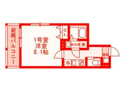 ベイルーム横須賀久比里(1K/1階)の間取り写真