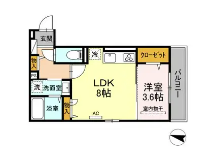 リライズ東雲(1LDK/3階)の間取り写真