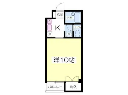 パークサイドルピナス(1K/2階)の間取り写真