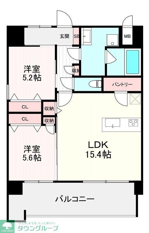 サンショウ レジデンス西新(2LDK/8階)の間取り写真